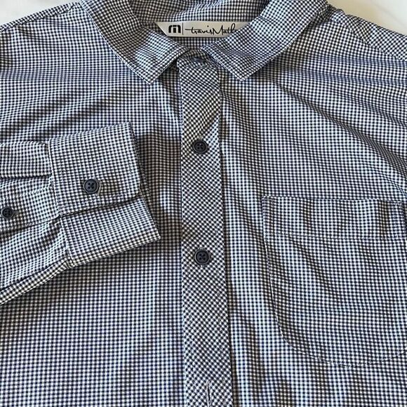 Travis Mathew Blue Silky Stretch Button Front Shirt Mens L - Picture 1 of 6